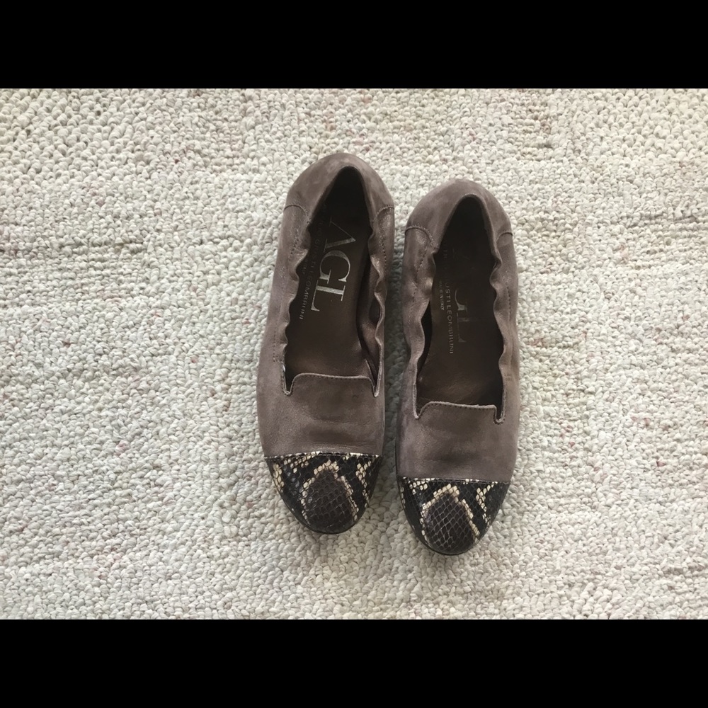 AGL FLATS Leather and Snake